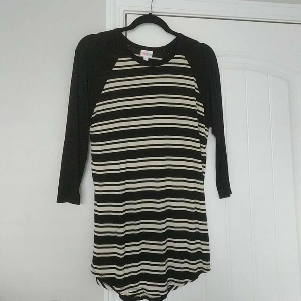 LulaRoe Black and Ivory Striped Tee